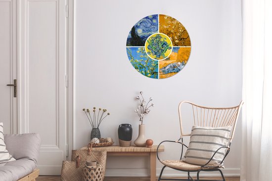 Wall Circle Oude Meesters - Wall Circle - Aluminium - ⌀ 60 - Van Gogh - Collage - Nuit étoilée
