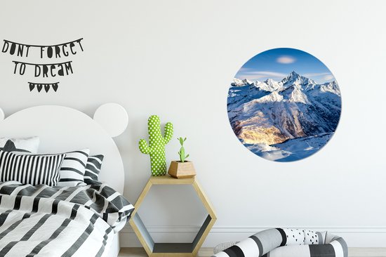 Cercle mural - Cercle mural - Alpes - Berg - Neige - Aluminium - ⌀ 60 cm - Intérieur et Extérieur
