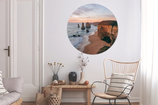 Cercle mural - Cercle mural Indoor - ⌀ 150 cm - Plastique - Plage - Sable - Mer - Pierre