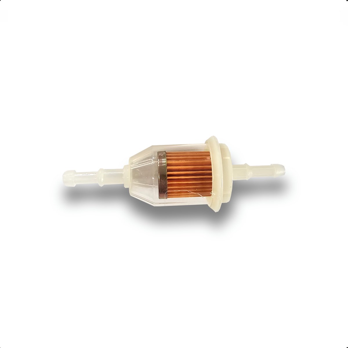 Brandstoffilter – benzinefilter inline met 6mm en 8mm slangaansluiting