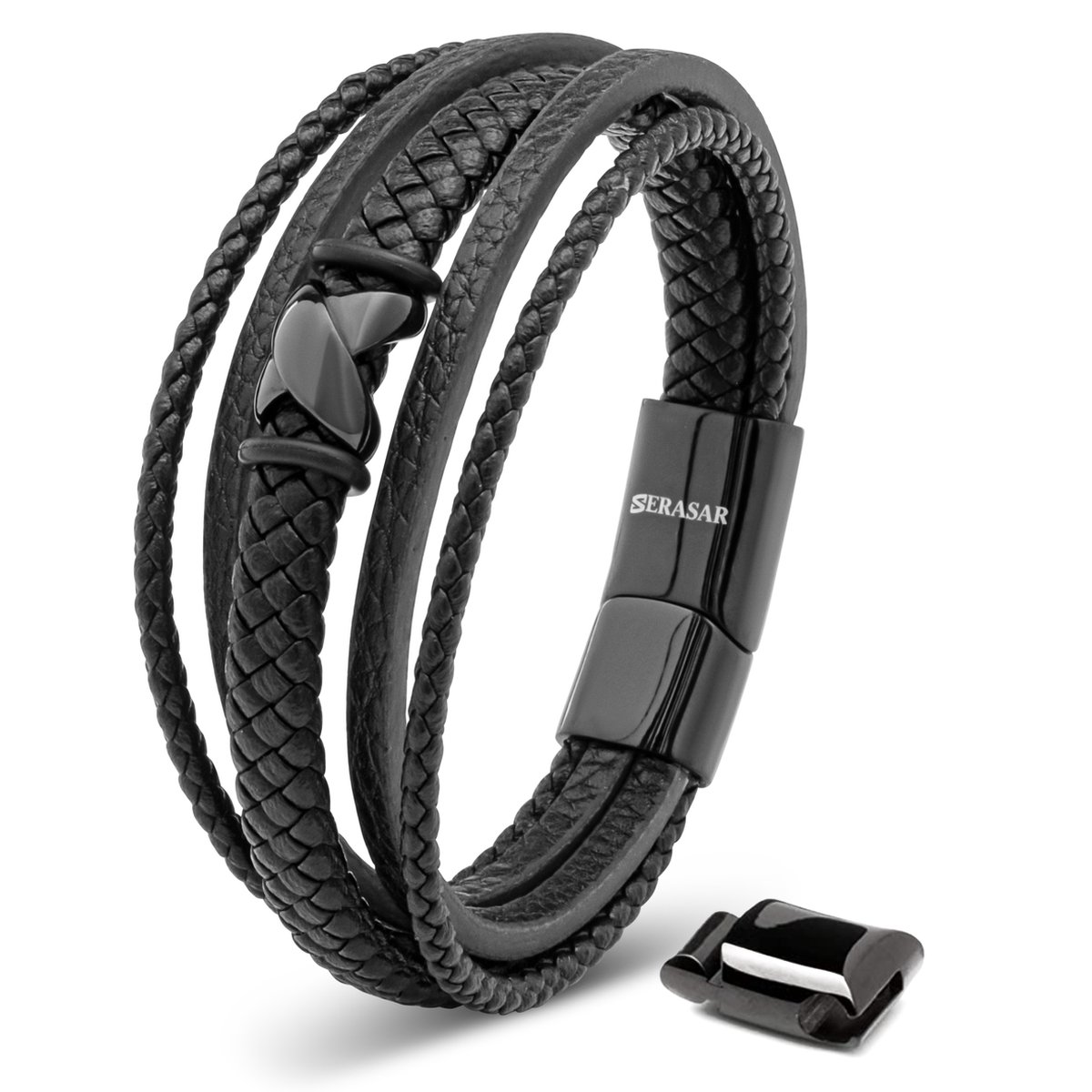 SERASAR Magnetische Armbanden voor Mannen [Flake], Zwart 23cm, Cadeau-Idee Vriendje