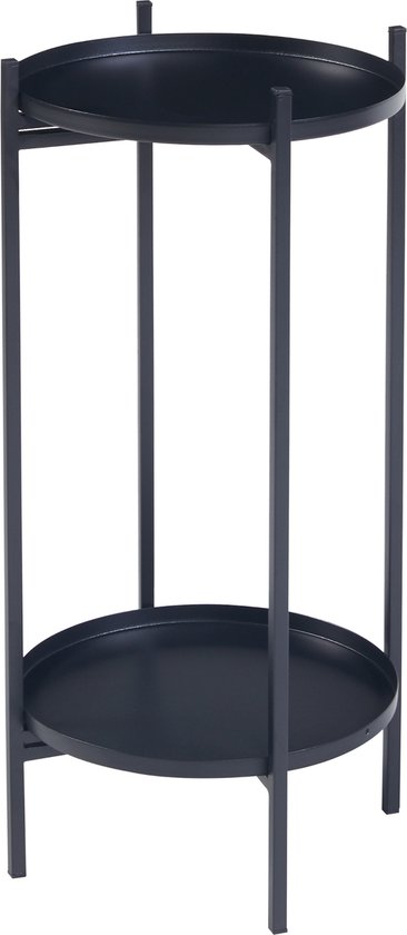 Zwarte eiken plantenstandaard 33x33x80 cm hout