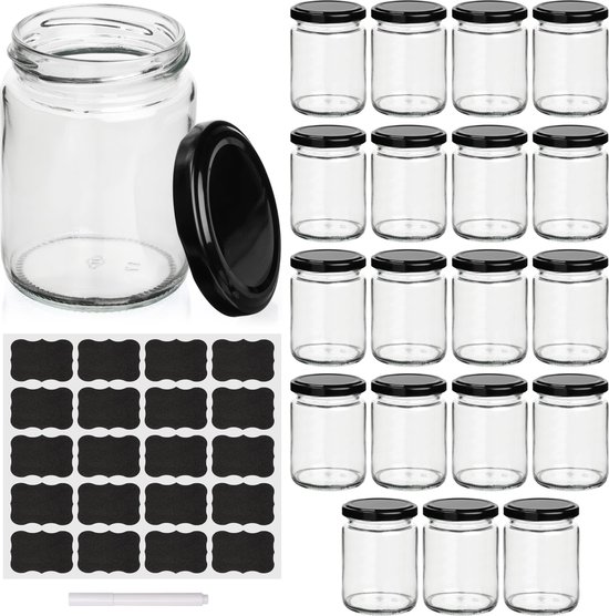 Foto: Belle vous 20 pak doorzichtig ronde glazen potten met luchtdichte deksels 227 ml lege cosmetische containers potten voor reizen cr mes lotions zalfjes make up kaars maken en meer