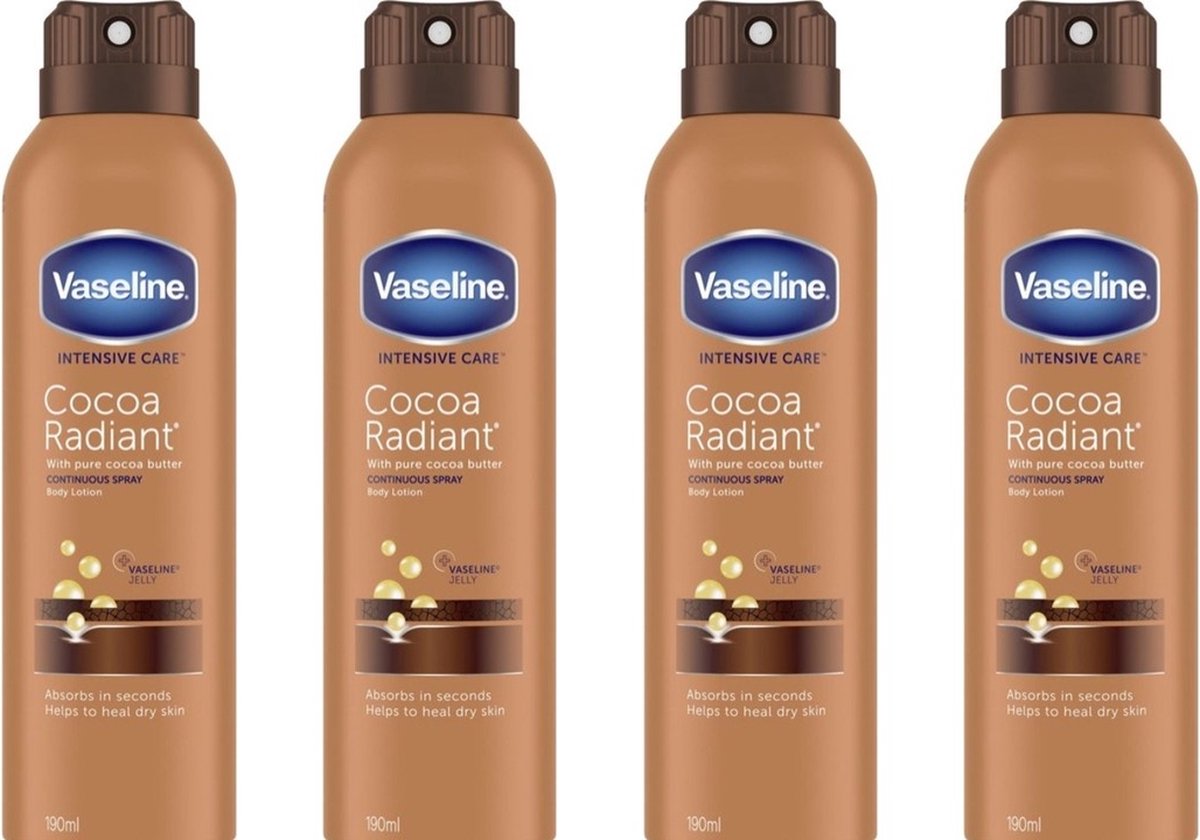 Vaseline Bodylotion Spray & Go Cocoa 4 x 190 ml