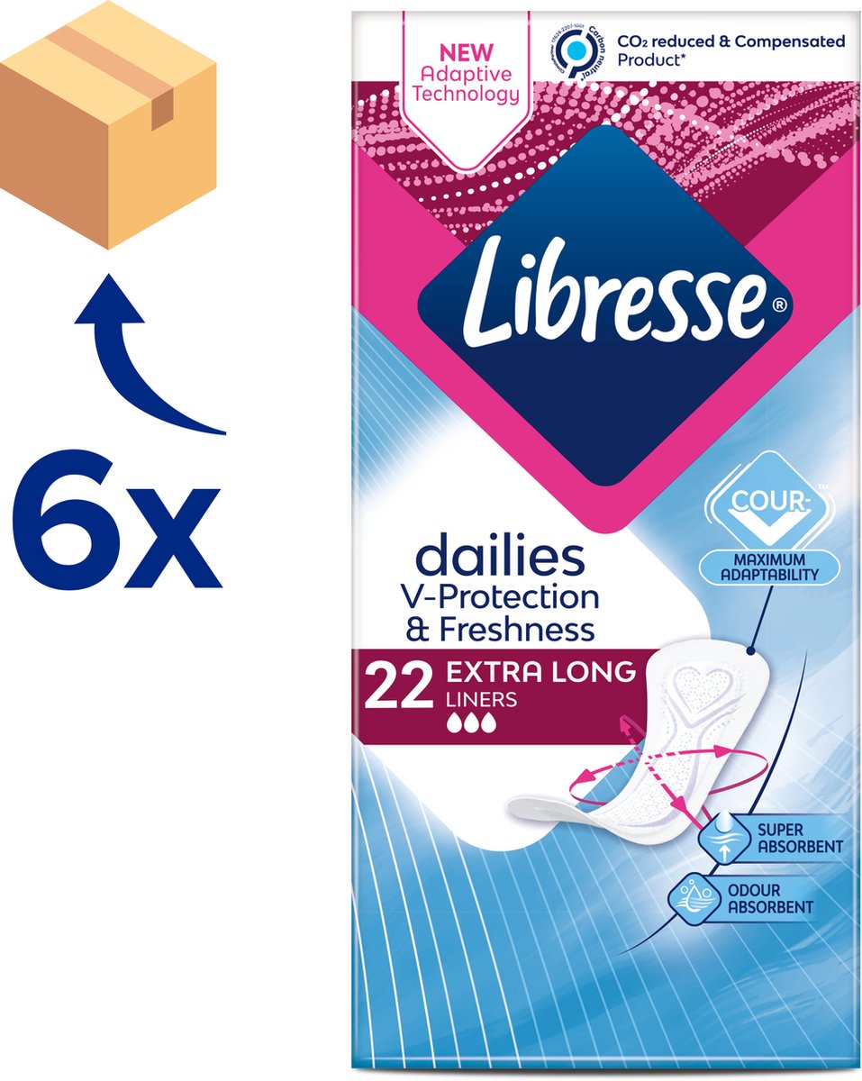 Libresse Extra Long inlegkruisjes - 6 x 22 stuks - halfjaar voorraad | bol