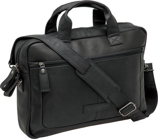 Laptoptas New Looxs Luko 7.5L - 42 x 6 x 30 cm - gemaakt van luxe leder - Zwart