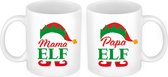 Set van 2x mokken Pappa en Mama Elf koffiemok / theebeker kerstcadeau ouders 300 ml