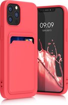 kwmobile telefoonhoesje geschikt voor Apple iPhone 12 / iPhone 12 Pro - Hoesje met pasjeshouder - TPU case in neon roze