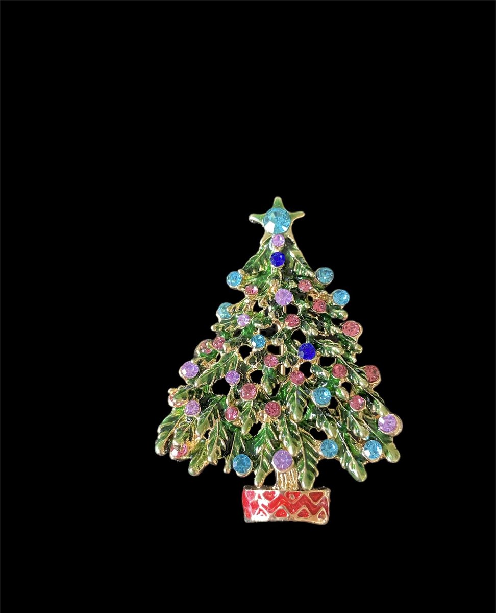 Broche Kerstboom Strass 5.5 x 3.9 cm