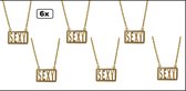 6x Luxe Ketting SEXY goud - Thema feest pooier fun festival Carnaval evenement optocht