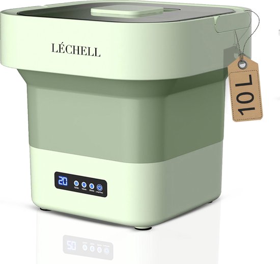 Léchell® Mini Wasmachine - Camping wasmachine - 10L - Energiezuinig - Opvouwbaar - Wasmachine - Compact - Groen