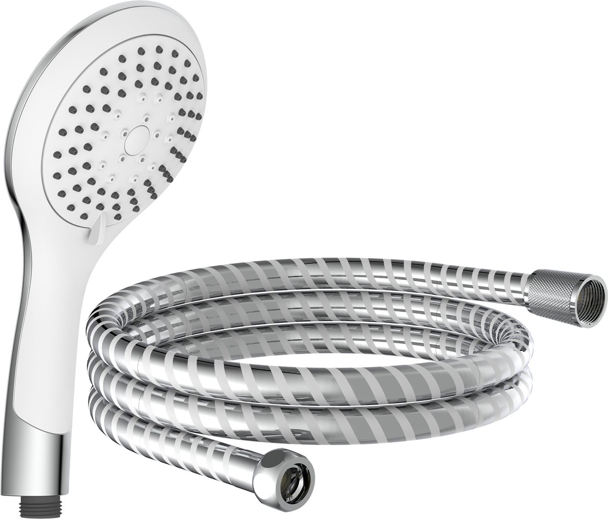 SCHÜTTE BROADWAY Badset inclusief Handdouche en Slang - ø 12 cm - 5 Standen - 150 cm Slang - Wit & Chroom