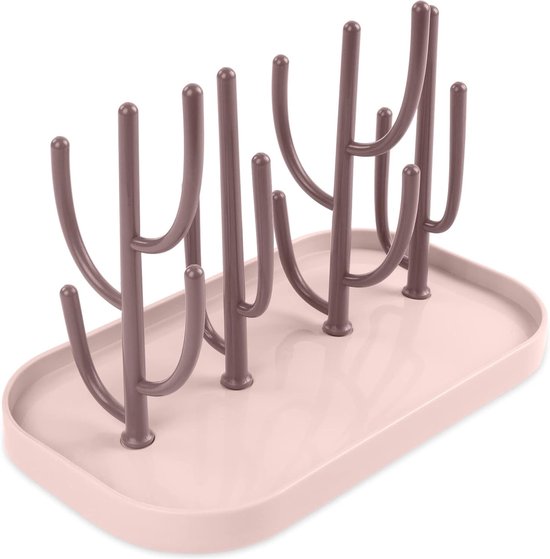 Droogrek voor babyflesjes, verticaal flesdroogrek, ruimtebesparend, afdruiprek voor flesjes met afdruipbakje, voor fopspenen, babyaccessoires ( grijs
