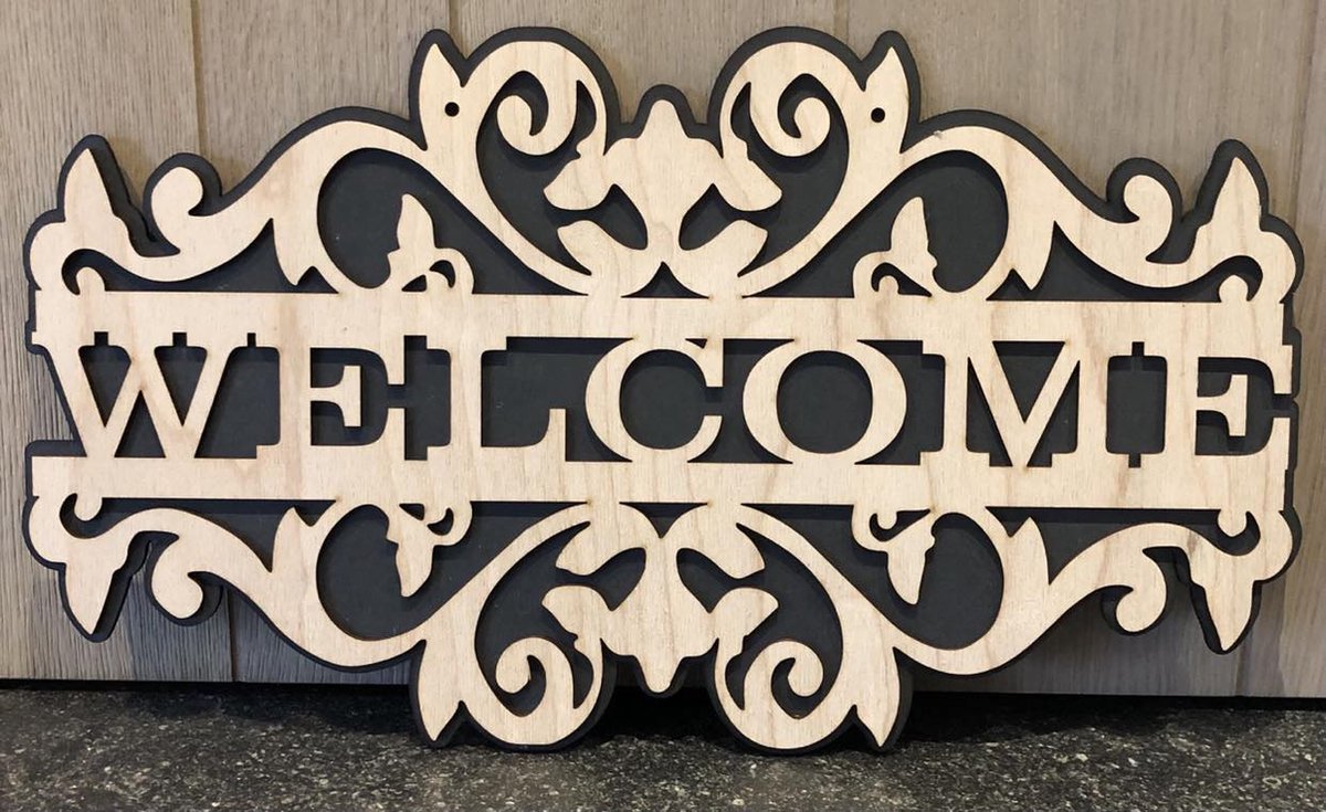 Welkom bord, Decoratie Woonkamer Hout , Decoratie kamer, Wanddecoratie, Wandsculptuur, , Muurdecoratie Hout Woonkamer, Muurkunst, 50 cm x 29 cm