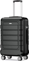 Kleine harde lichtgewicht reiskoffer ABS + PC Duurzame cabinetrolley Handbagage met 4 wielen en TSA-slot, Zwart - M, zwart, Handbagage PC + ABS robuuste harde koffer met draaifunctie
