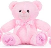 Roze beer ( 26 cm ) met opdruk Baby Girl, zacht pluche, geboorte meisje, kraamcadeau