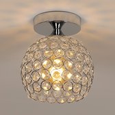 Delaveek-Globe Crystal Plafondlamp - E27 - Dia 18cm - Zilver - Voor Slaapkamer Hal Entree Hal (Lamp niet inbegrepen)