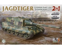Takom Modelbouwpakket Militaire voertuigen - 8008 Jagdtiger 128 mm Pak L66 - 88mm Pak L71 - 2 in 1 Plastic - 1:35 - Modelbouw