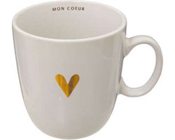 Keramische mok wit met hartjes, 300 ml