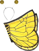Bijtje/bijen verkleed set - vleugels en diadeem - geel - kinderen - carnaval verkleed accessoires