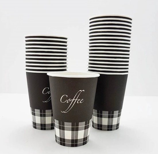 Easy Drinkz hot cold fresh and tasty 150 stuks wegwerp koffiebekers met pallets, 200 ml, kartonnen bekers voor koffie, thee, water, warme en koude dranken, koffiebekers om mee te nemen, 150 stuks