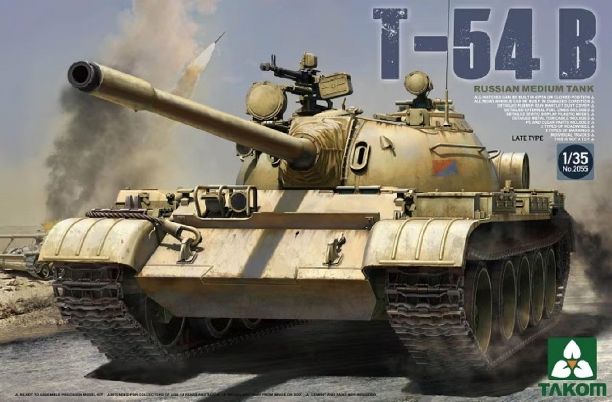 Takom Modelbouwpakket Militaire voertuigen - 2055 T-54 B - Russian Medium Tank Late Type Plastic - 1:35 - Modelbouw