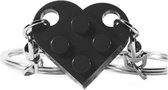 CHPN - Duo sleutelhanger - Vriendschaps sleutelhanger - Deelbare hartjes sleutelhanger - Perfect voor vriendschap en geliefden - Zwart - Cadeau - Valentijn - Vriendschap - 2 delen