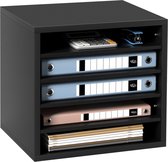355 x 305 x 330 mm brievenbak bureau-organizer, 2,3-5,6 cm verstelbaar A4 stapelbaar liggend, papierlade, opslag bureau archiefsysteem organisatie, plank (zwart, 5 vakken)