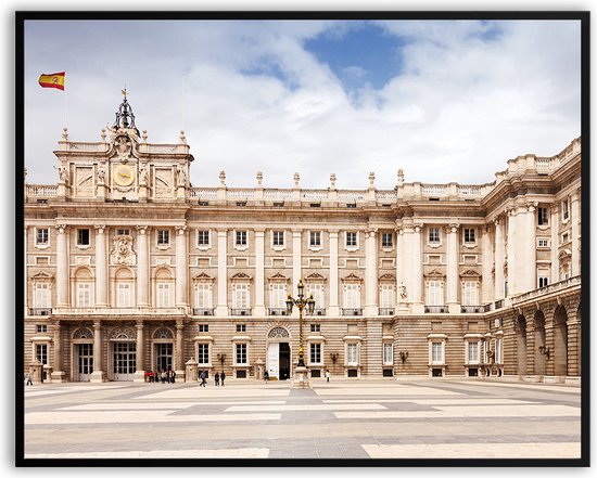 Koninklijk paleis madrid fotolijst met glas 50 x 70 cm - Prachtige kwaliteit - koninklijk - Woonkamer - Spanje - madrid - Harde lijst - Glazen plaat - inclusief ophangsysteem - Grappige Poster - Foto op hoge kwaliteit uitgeprint