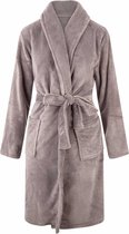 Unisex badjas fleece - sjaalkraag - grijs - badjas heren - badjas dames - maat L/XL
