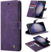 Casemania Hoesje Geschikt voor Samsung Galaxy S23 Ultra Deep Purple - 2 in 1 Magnetic Book Case