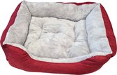 Nobleza Plush Dog Bed - Lits pour chiens - Panier pour chien - Rectangle - Rouge - Taille M - 66x52x19 cm