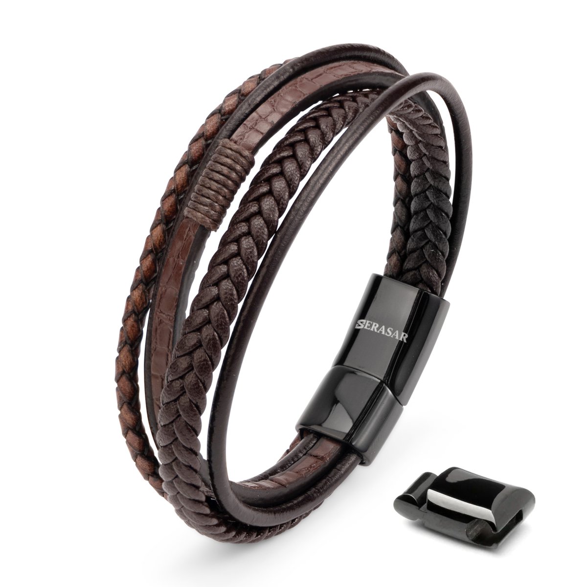 SERASAR Leren Herenarmband [Wild], Bruin 17cm, Premium Tienersieraden