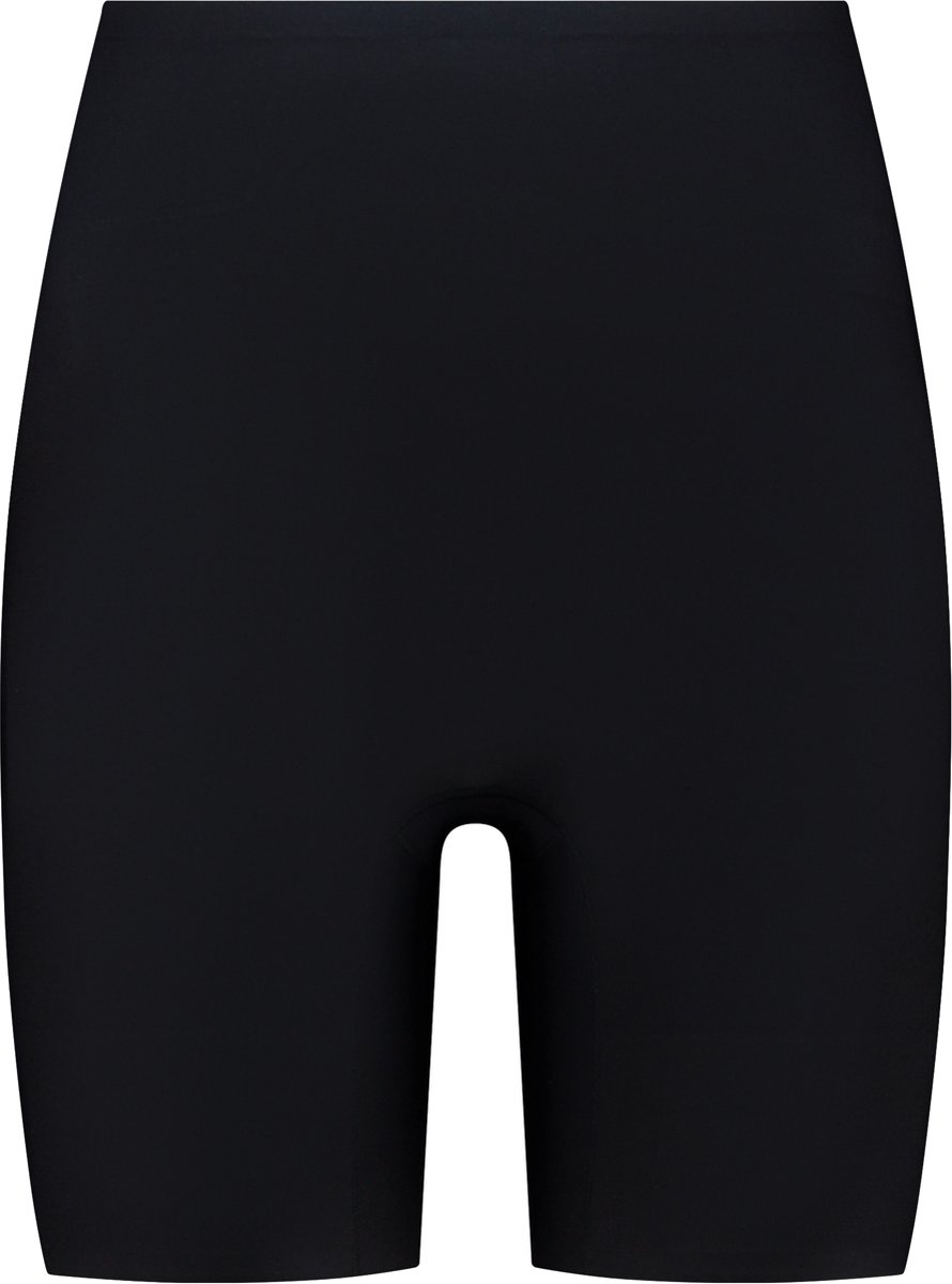 Bye Bra Uni Stretch Mid Waist Short One Size Fits Most, Zachte, elastische, naadloze shapewear met katoenen kruisje, Zwart & Beige, Zwart
