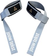 Lifting straps - grijs - personaliseerbaar - 100% polyester - met padding - deadlift straps
