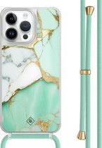 Coque Casimoda® avec cordon vert menthe - Convient pour iPhone 13 Pro Max - Marbre Vert menthe - Cordon amovible - TPU/polycarbonate - Menthe