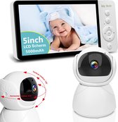 iNeedy BabyWatch 5inch - Babyfoon - Babyfoon met camera - Video & Audio - Baby monitor - Op afstand bestuurbaar – 5 inch monitor - Nachtzicht - Terugspreekfunctie - Incl. Geluidsdetectie, Voedingsalarm en Temperatuursensor – Veilige Verbinding 2.4 G
