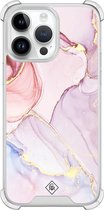 Casimoda® hoesje - Geschikt voor iPhone 14 Pro Max - Marmer roze paars - Shockproof case - Extra sterk - TPU/polycarbonaat - Paars, Transparant