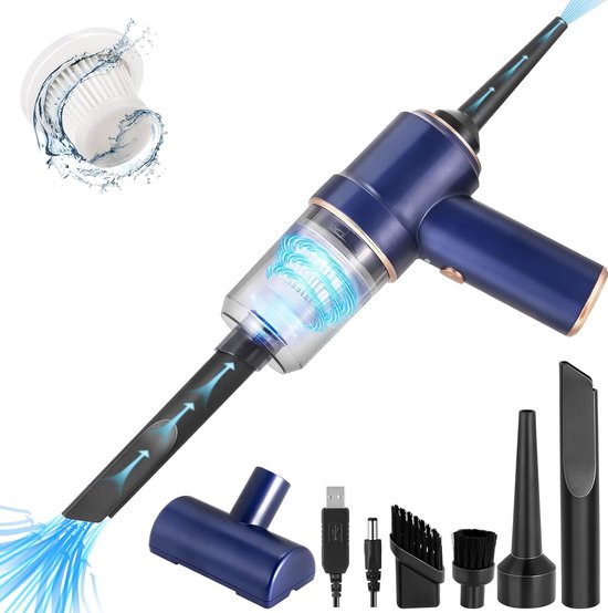 Tiazhan Handstaubsauger Akku, 15000 Pa /4 in 1 Handstaubsauger Auto& Staubsauger, Led Display, USB Wiederaufladbarer Mini Staubsauger für Auto, Haus & Tierhaar Reinigung