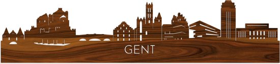 Skyline Gent Palissander hout - 120 cm - Woondecoratie - Wanddecoratie - Meer steden beschikbaar - Woonkamer idee - City Art - Steden kunst - Cadeau voor hem - Cadeau voor haar - Jubileum - Trouwerij - WoodWideCities