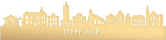 Skyline Steenwijk Goud Metallic - 120 cm - Woondecoratie - Wanddecoratie - Meer steden beschikbaar - Woonkamer idee - City Art - Steden kunst - Cadeau voor hem - Cadeau voor haar - Jubileum - Trouwerij - WoodWideCities