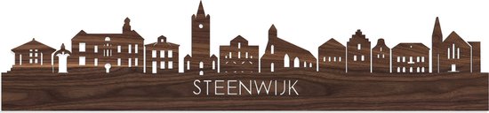 Skyline Steenwijk Notenhout - 100 cm - Woondecoratie - Wanddecoratie - Meer steden beschikbaar - Woonkamer idee - City Art - Steden kunst - Cadeau voor hem - Cadeau voor haar - Jubileum - Trouwerij - WoodWideCities