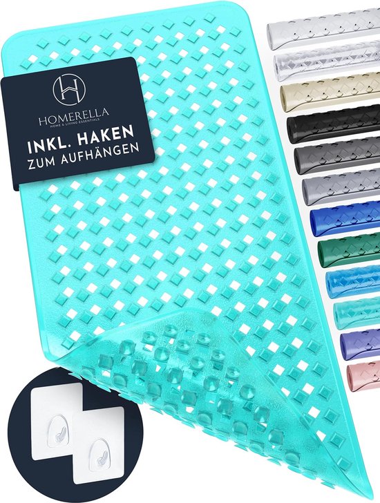 HOMERELLA Badmat antislip - 88x39cm - Inclusief ophanging - BPA-vrij douchemat - Badmatten schimmelbestendig & machine wasbaar