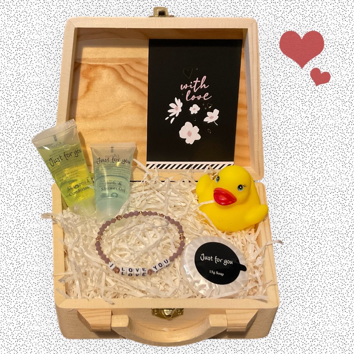 Goedkoopste Geschenkset Mini - met liefde - houten koffertje - Kerstpakket- Valentijn cadeautje - Moederdag - Cadeau vrouw