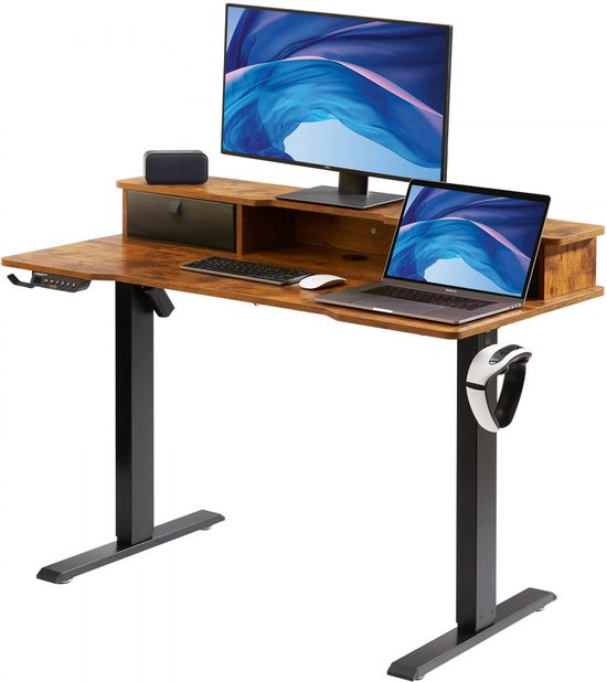 In hoogte verstelbaar sta-bureau 47,2 x 23,6 inch dubbele monitorverhoger werkstation