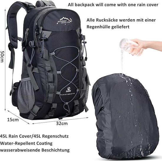 VINBAGGE Rugzak voor wandelen, tactisch, militair, 35 l/40 l, waterdicht, USB, multifunctioneel, voor outdoor, reizen, trekking, kamperen, jacht, Zwart-25L, M, militair