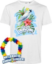 T-shirt Cacatoès Tropical | Les meilleurs en concert 2024 | Club Tropicana | Chemise hawaïenne | Vêtements Ibiza | Blanc | taille S