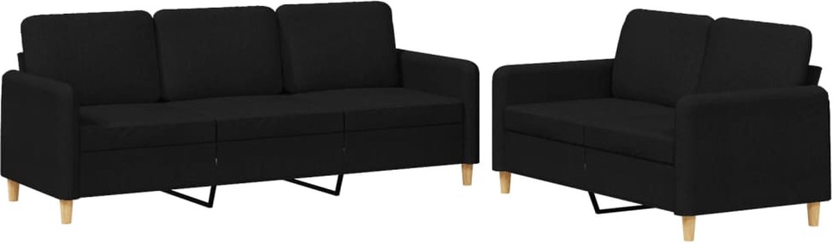 vidaXL - 2-delige - loungeset - met - kussens - stof - zwart