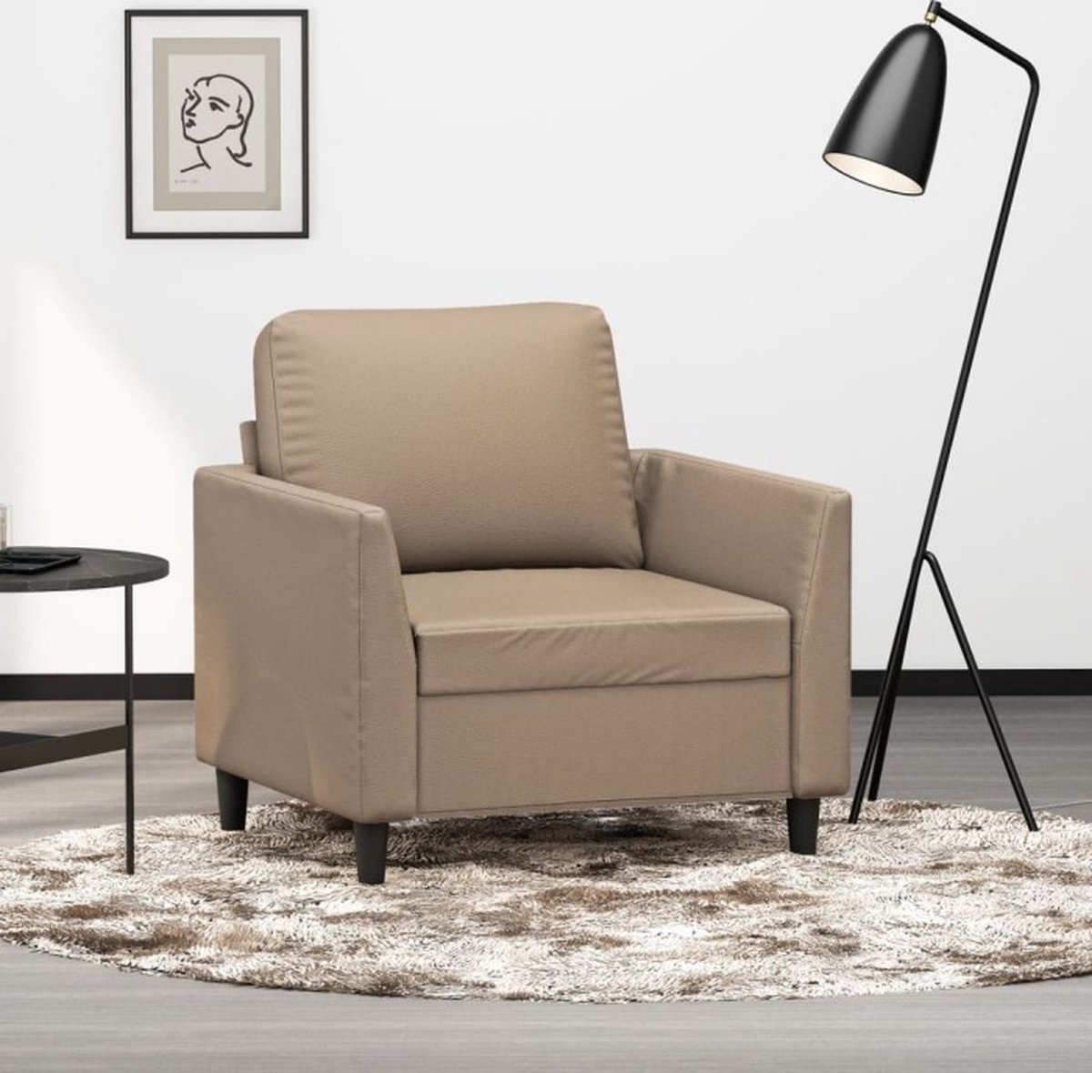 vidaXL - Fauteuil - 60 - cm - kunstleer - cappuccinokleurig