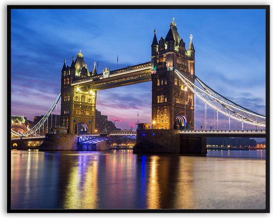Tower Bridge Frame fotolijst met glas 50 x 70 cm - Prachtige kwaliteit - Woonkamer - Slaapkamer - Londen - Engeland - London - Harde lijst - Glazen plaat - inclusief ophangsysteem - Grappige Poster - Foto op hoge kwaliteit uitgeprint